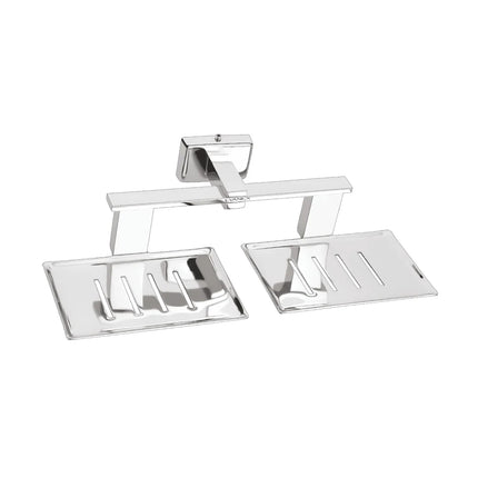 Evanex Stainless Steel Chrome Twin Soap Dish for Bathroom (26X13X6.3 CM)
