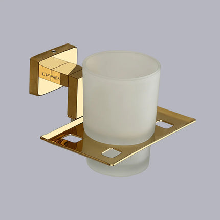 Evanex Stainless Steel Gold Tumbler Holder for Bathroom (12.4X12.3X9.5 CM)