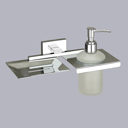 Evanex Stainless Steel Chrome Soap Dish & Liquid Soap Dispenser (25.4X12.3X15.5 CM)