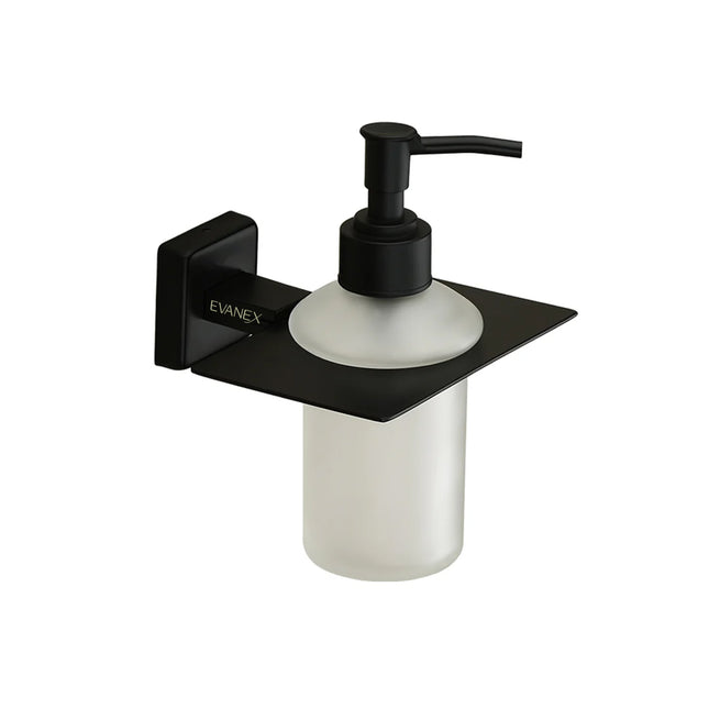 Evanex Stainless Steel Black Matt Liquid Soap Dispenser for Bathroom (12X12.3X15.5 CM)