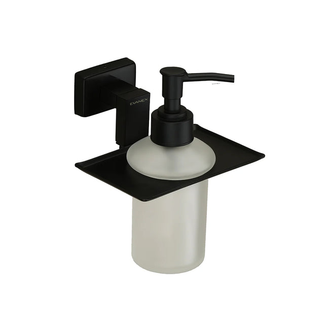 Evanex Stainless Steel Black Matt Liquid Soap Dispenser for Bathroom (12.4X12.3X15.5 CM)