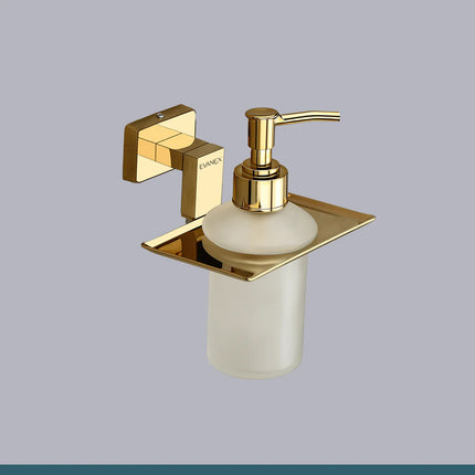 Evanex Stainless Steel Gold Liquid Soap Dispenser for Bathroom (12.4X12.3X15.5 CM)