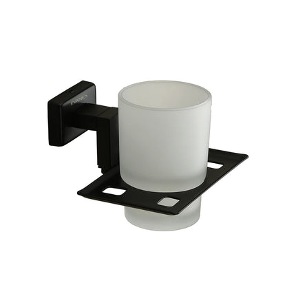 Evanex Stainless Steel Black Matt Tumbler Holder for Bathroom (12.4X12.3X9.5 CM)