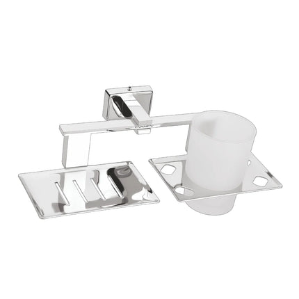 Evanex Stainless Steel Chrome Soap Dish & Tumbler Holder for Bathroom (25.8X13X9.5 CM)