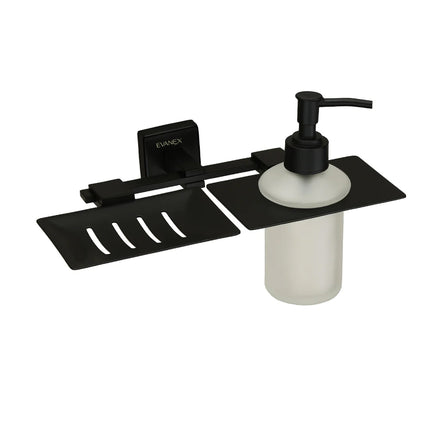 Black Matt Soap Dish & Liquid Soap Dispenser (25.5X15X15.5 CM)
