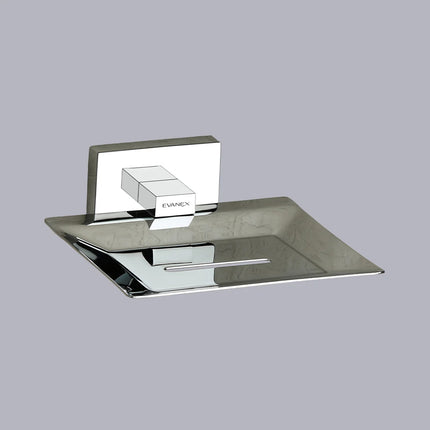 Evanex Stainless Steel Chrome Soap Dish Holder for Bathroom (12X12.3X4 CM)