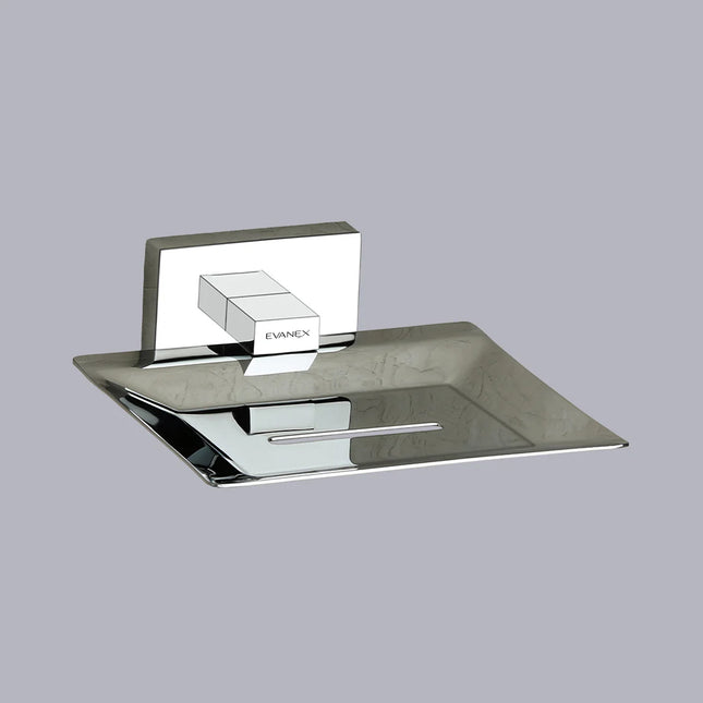 Evanex Stainless Steel Chrome Soap Dish Holder for Bathroom (12X12.3X4 CM)