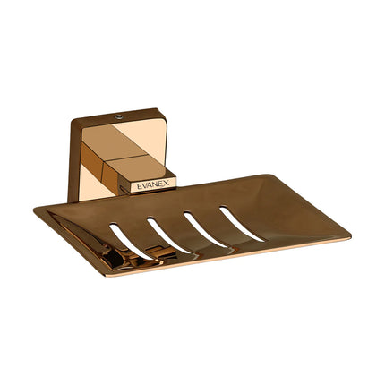 Evanex Stainless Steel Rose Gold Soap Dish Holder for Bathroom (12.5X12X4.6 CM)