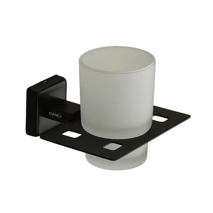 Evanex Stainless Steel Black Matt Tumbler Holder for Bathroom (12.5X12.3X9.5 CM)