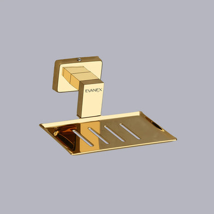 Evanex Stainless Steel Gold Soap Dish Holder for Bathroom (12.4X12.3X5.4 CM)