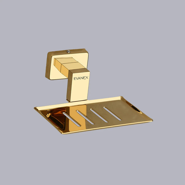 Evanex Stainless Steel Gold Soap Dish Holder for Bathroom (12.4X12.3X5.4 CM)