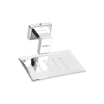 Evanex Stainless Steel Chrome Soap Dish Holder for Bathroom (12.4X12.3X5.4 CM)