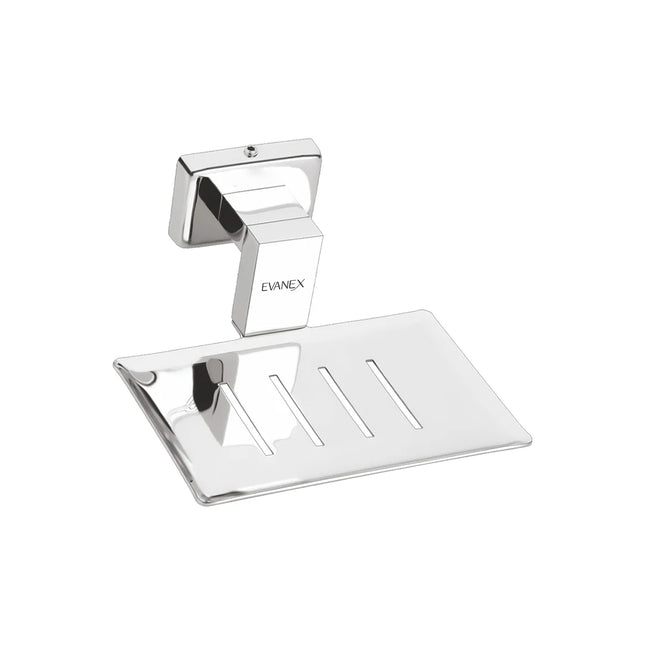 Evanex Stainless Steel Chrome Soap Dish Holder for Bathroom (12.4X12.3X5.4 CM)