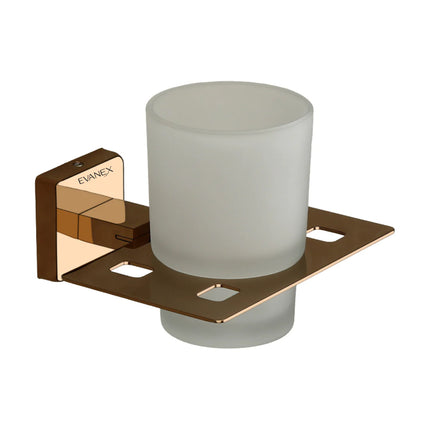 Evanex Stainless Steel Rose Gold Tumbler Holder for Bathroom (12.5X12.3X9.5 CM)