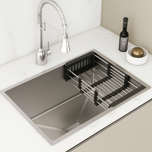Handmade Single Bowl Kitchen Sink (24 x 18 x 10 Inches) 304 Grade Stainless Steel Sink