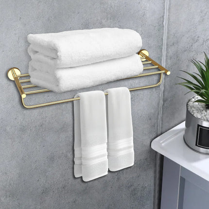 Evanex Stainless Steel Gold Towel Rack/Holder for Bathroom (63.5X22X10.5 CM)