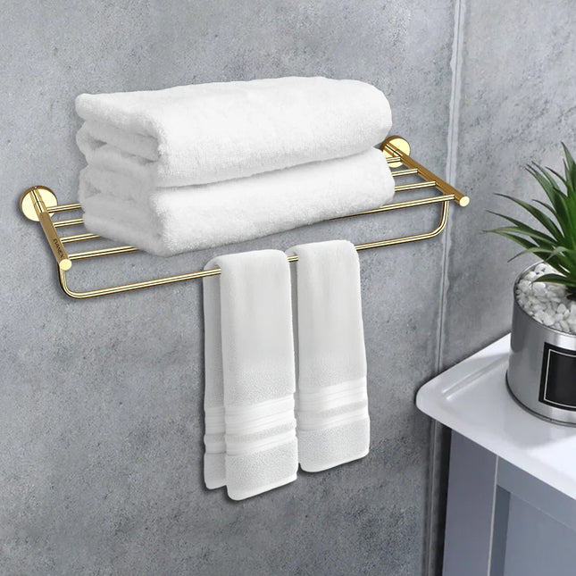 Evanex Stainless Steel Gold Towel Rack/Holder for Bathroom (63.5X22X10.5 CM)