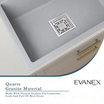 Quartz Single Bowl Kitchen Sink (24 x 18 x 9 Inches) ( Grey)