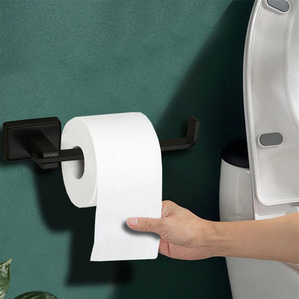 Evanex Stainless Steel Black Matt Toilet Paper Holder for Bathroom (17X5.2X4.3 CM)