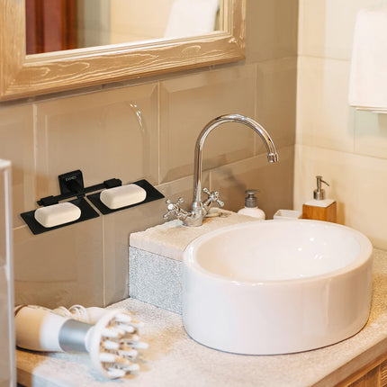 Evanex Stainless Steel Black Matt Twin Soap Dish for Bathroom (25.3X15X4.6 CM)