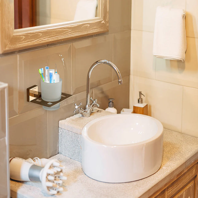 Evanex Stainless Steel Rose Gold Tumbler Holder for Bathroom (12.5X12.3X9.5 CM)