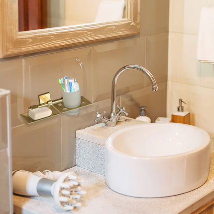 Evanex Stainless Steel Gold Soap Dish & Tumbler Holder for Bathroom (25.8X13X9.5 CM)