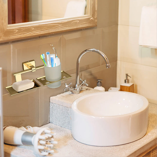 Evanex Stainless Steel Rose Gold Twin Soap Dish for Bathroom (26X13X6.3 CM)