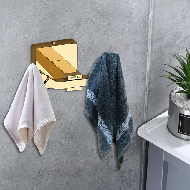 Evanex Stainless Steel Gold Robe/Towel Hook for Bathroom(9.1X5.4X4.6 CM)