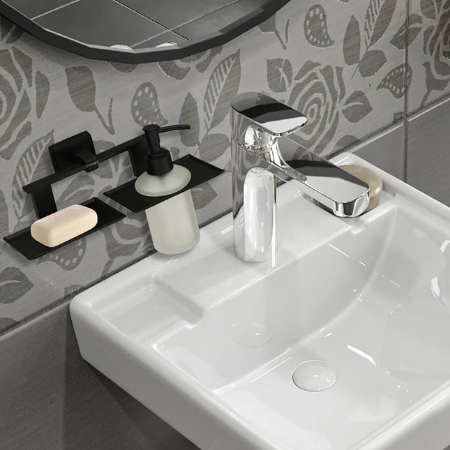 Evanex Stainless Steel Black Matt Soap Dish & Liquid Soap Dispenser for Bathroom (25.8X13X15.5 CM)