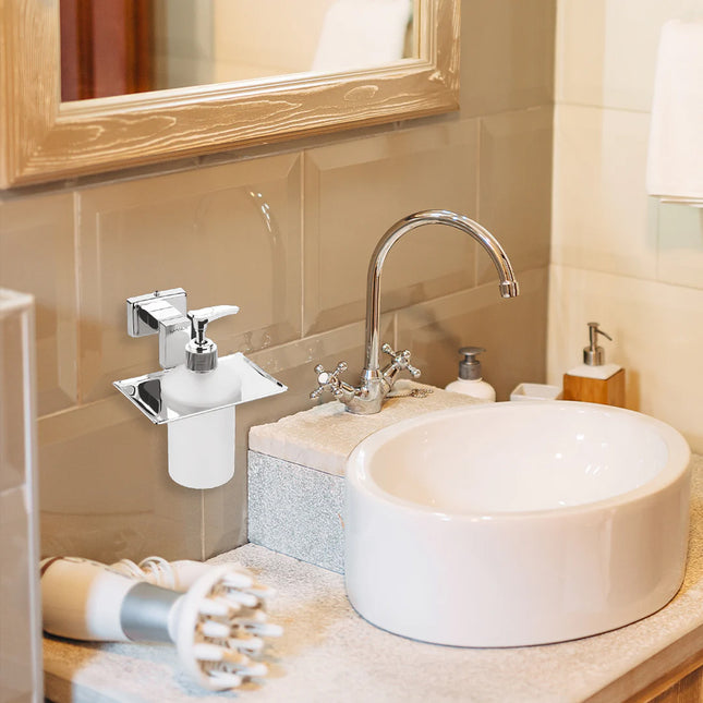 Evanex Stainless Steel Chrome Liquid Soap Dispenser for Bathroom (12.4X12.3X15.5 CM)