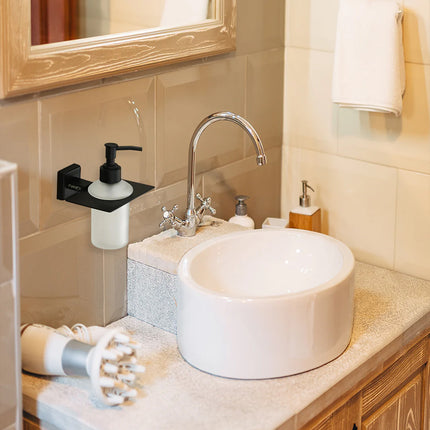 Evanex Stainless Steel Black Matt Liquid Soap Dispenser for Bathroom (12X12.3X15.5 CM)