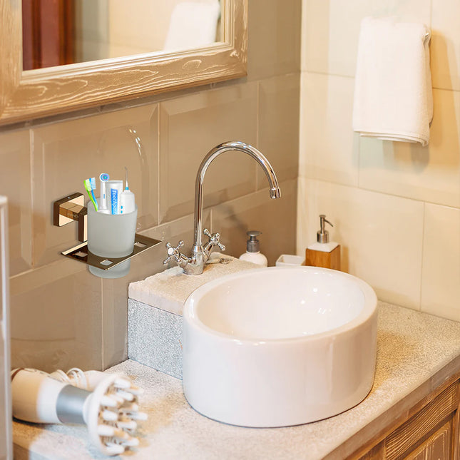 Evanex Stainless Steel Rose Gold Tumbler Holder for Bathroom (12.4X12.3X9.5 CM)