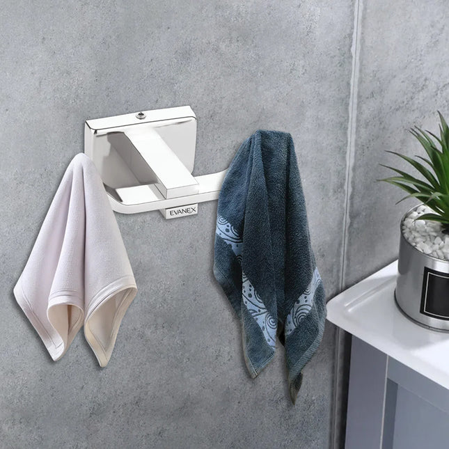 Evanex Stainless Steel Chrome Robe/Towel Hook for Bathroom (9.3X5.2X3.6 CM)
