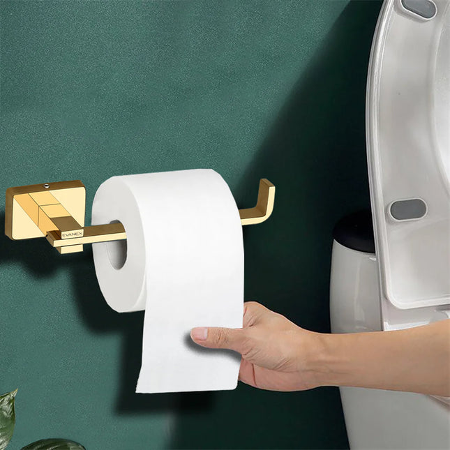Evanex Stainless Steel Gold Toilet Paper Holder for Bathroom (17X5.2X4.3 CM)