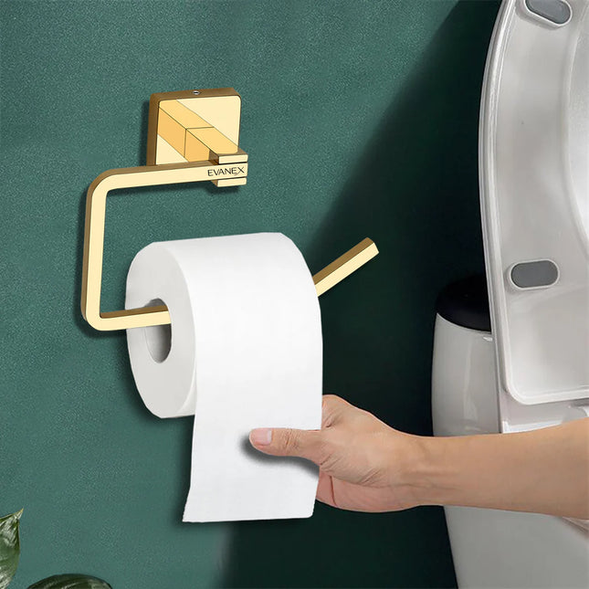 Evanex Stainless Steel Gold Toilet Paper Holder for Bathroom