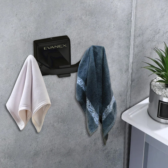 Evanex Stainless Steel Black Matt Robe/Towel Hook for Bathroom (9.1X5.4X4.6 CM)