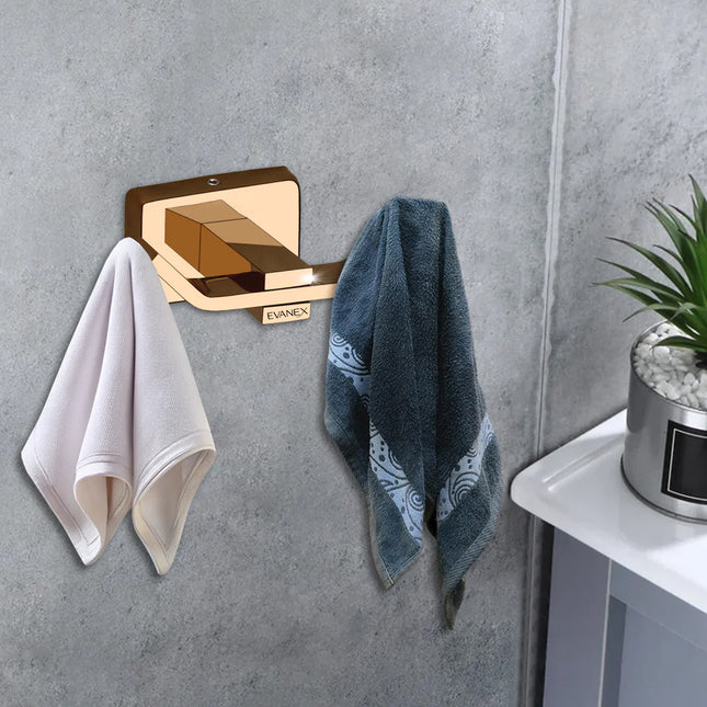 Evanex Stainless Steel Rose Gold Robe/Towel Hook for Bathroom (9.3X5.2X3.6 CM)