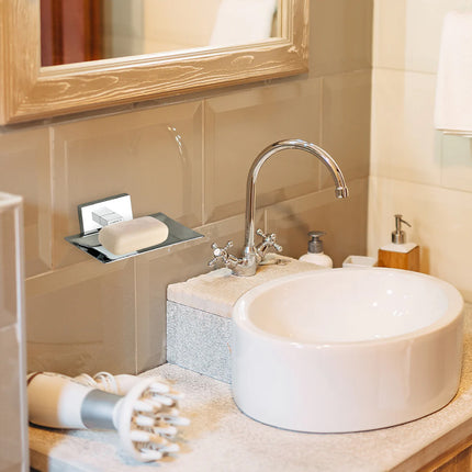 Evanex Stainless Steel Chrome Soap Dish Holder for Bathroom (12X12.3X4 CM)