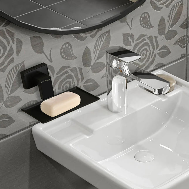 Evanex Stainless Steel Black Matt Soap Dish for Bathroom (12.4X12.3X5.4 CM)