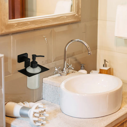 Evanex Stainless Steel Black Matt Liquid Soap Dispenser for Bathroom (12.4X12.3X15.5 CM)