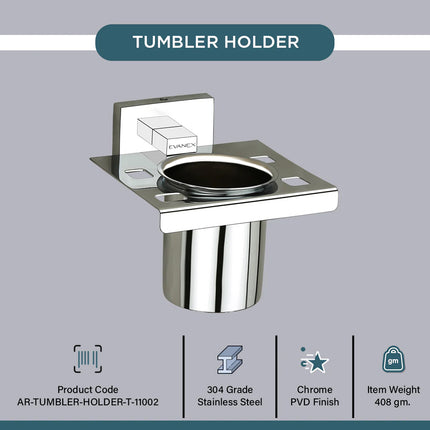 Evanex Stainless Steel Chrome Tumbler Holder for Bathroom (12X12.3X9.5 CM)