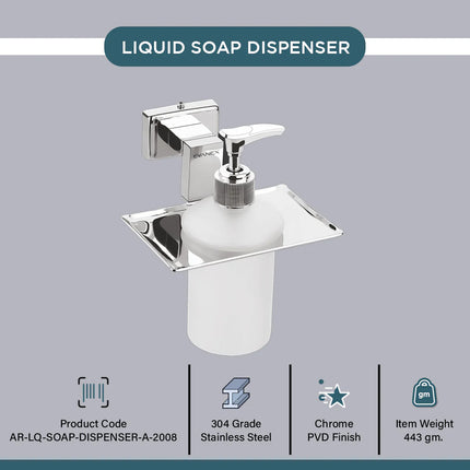 Evanex Stainless Steel Chrome Liquid Soap Dispenser for Bathroom (12.4X12.3X15.5 CM)