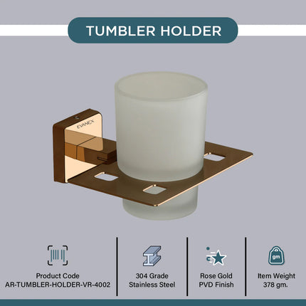 Evanex Stainless Steel Rose Gold Tumbler Holder for Bathroom (12.5X12.3X9.5 CM)