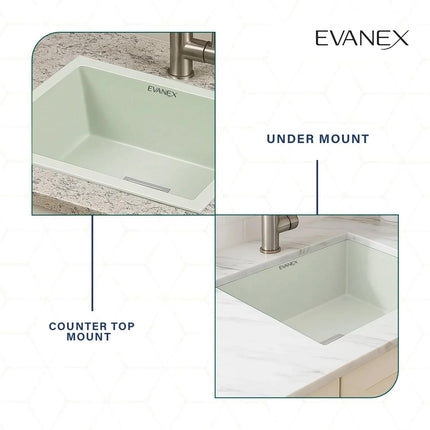 Quartz Single Bowl Kitchen Sink (24 x 18 x 9 Inches) ( Green)