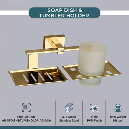 Evanex Stainless Steel Rose Gold Twin Soap Dish for Bathroom (26X13X6.3 CM)