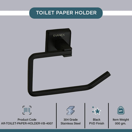 Evanex Stainless Steel Black Matt Toilet Paper Holder for Bathroom