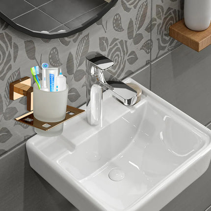 Evanex Stainless Steel Rose Gold Tumbler Holder for Bathroom (12.4X12.3X9.5 CM)