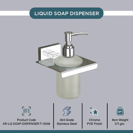 Evanex Stainless Steel Chrome Liquid Soap Dispenser for Bathroom (12X12.3X15.5 CM)