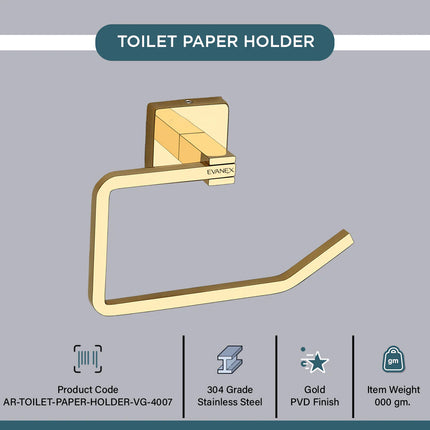 Evanex Stainless Steel Gold Toilet Paper Holder for Bathroom