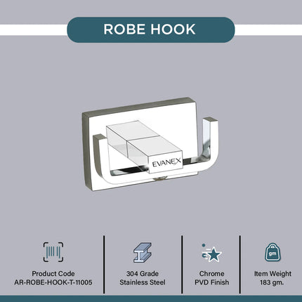 Evanex Stainless Steel Chrome Robe & Towel Hook for Bathroom (7.8X5X4 CM)